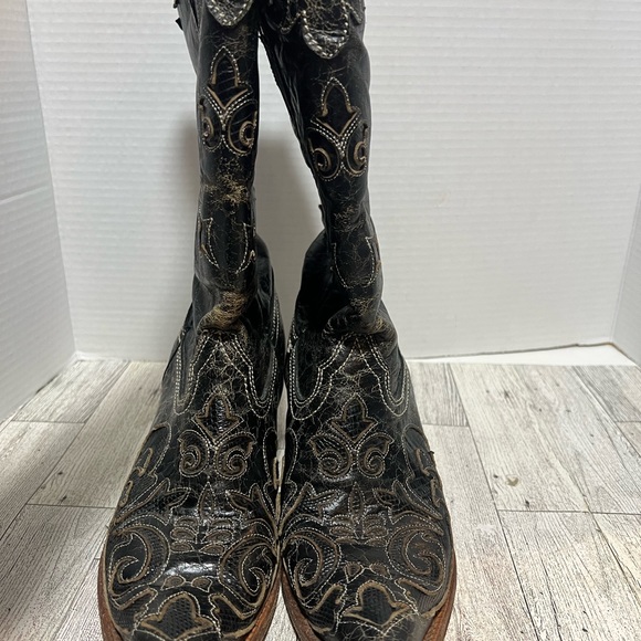 The Lizzie Boots by Corral lizard leather cowboy western boots size 6 wide black - Picture 8 of 9